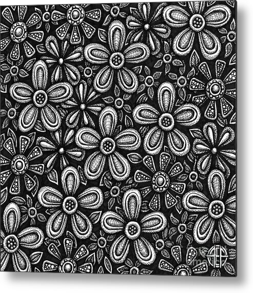Pen And Ink Metal Print featuring the drawing Floriated Ink 2 by Amy E Fraser