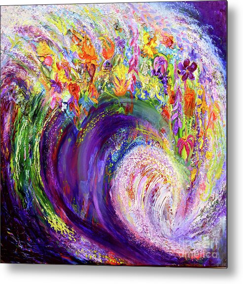 Impasto Metal Print featuring the painting Flower Wave by Anne Cameron Cutri