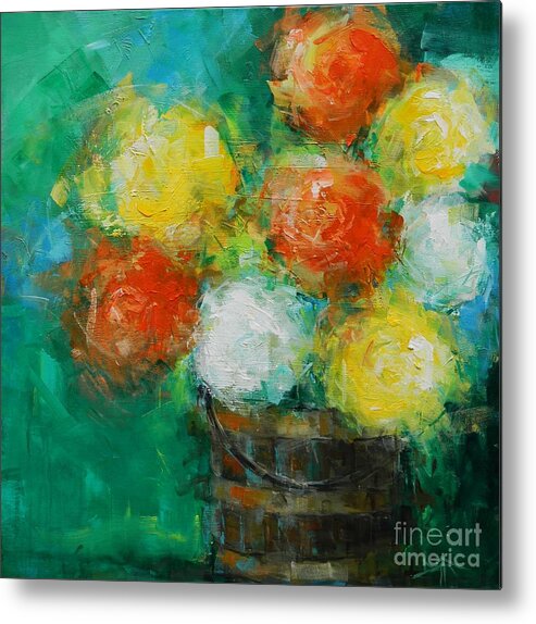 Vase Metal Print featuring the painting Full Bucket by Dan Campbell