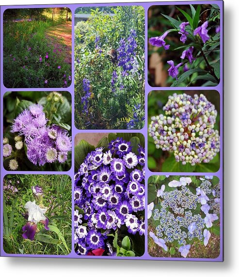 Purple Garden Flowers Metal Print featuring the digital art My Garden In Purples Collage by Pamela Smale Williams