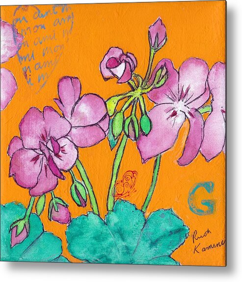 Flowers Metal Print featuring the painting Geraniums by Ruth Kamenev