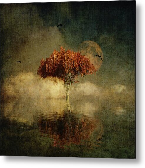 Autumn Metal Print featuring the digital art Giant oak in a dream by Jan Keteleer
