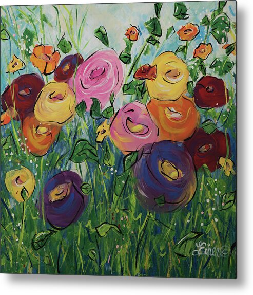 Floral Metal Print featuring the painting Glorious Day by Terri Einer