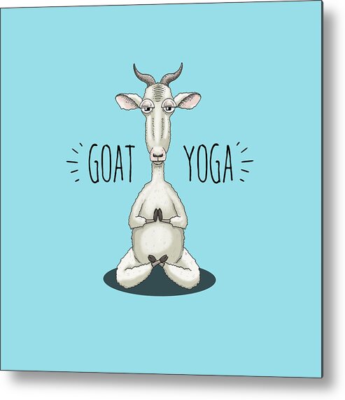 Goat Yoga Metal Print featuring the digital art GOAT YOGA - Meditating Goat by Laura Ostrowski