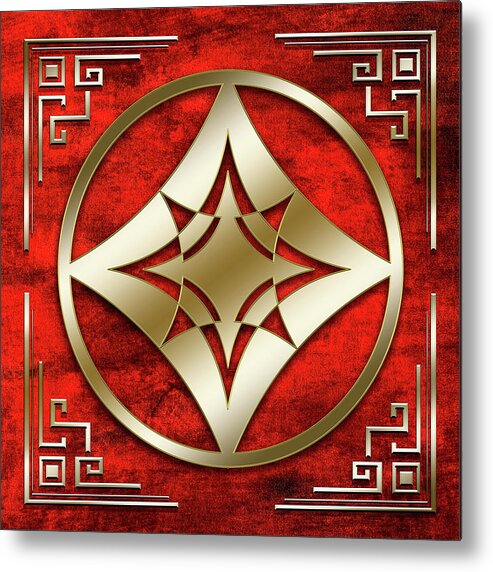 Staley Metal Print featuring the digital art Gold 3 on Crimson by Chuck Staley