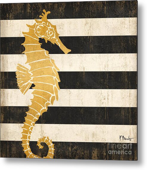 Watercolor Metal Print featuring the painting Gold Coast Seahorse by Paul Brent