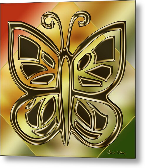 Butterfly Metal Print featuring the digital art Golden Butterfly by Chuck Staley