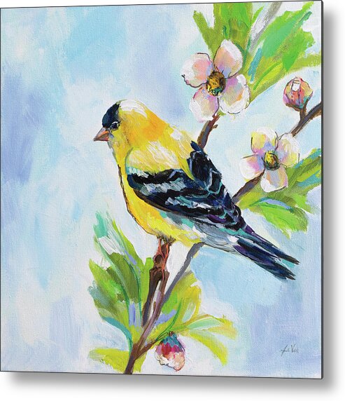 Animal Metal Print featuring the painting Golden Finch by Jeanette Vertentes