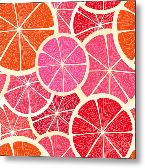 Section Metal Print featuring the digital art Grapefruit Seamless Background by Tovovan