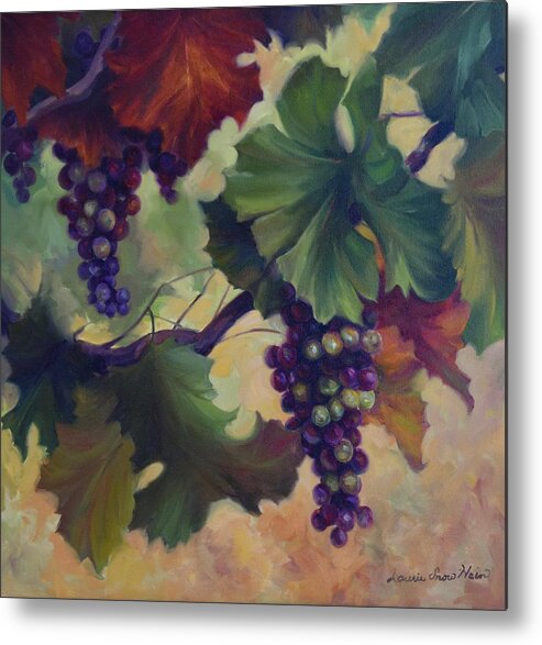 Botanicals Metal Print featuring the painting Grapes on Vine by Laurie Snow Hein