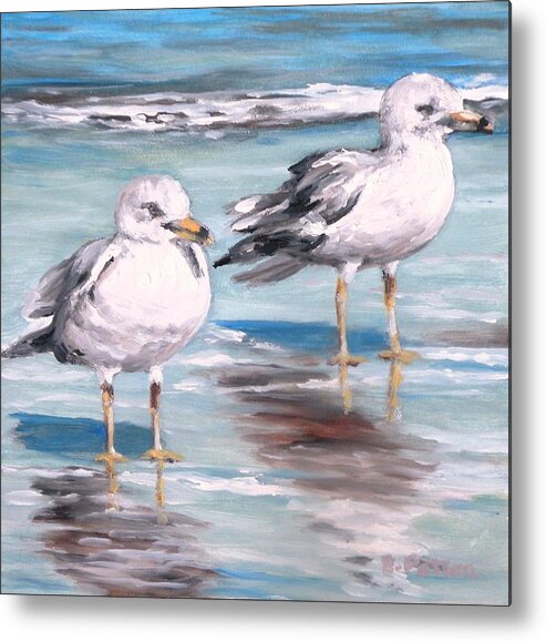Gulls Metal Print featuring the painting Gulls by Eileen Patten Oliver