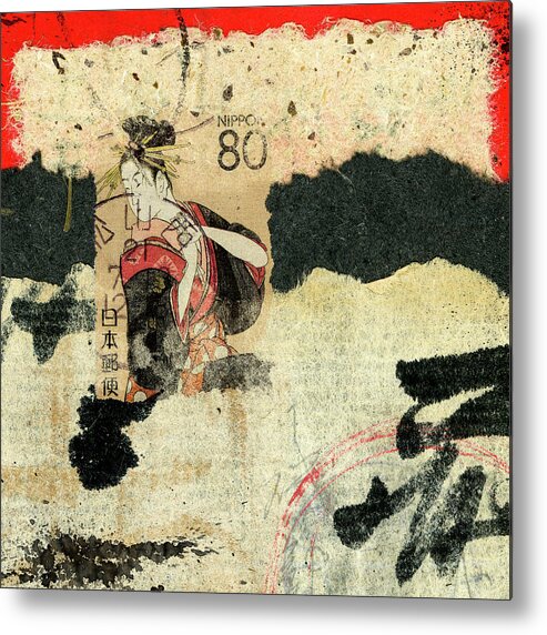 Collage Metal Print featuring the mixed media Hanazuma Mixed Media Collage by Carol Leigh