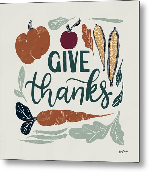 Apple Metal Print featuring the mixed media Harvest Lettering II by Becky Thorns