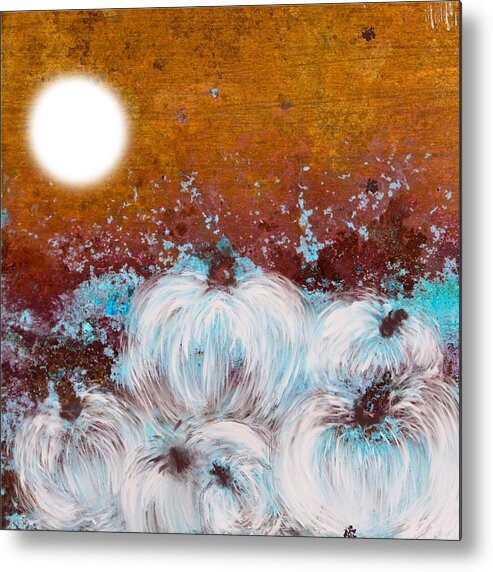 Rust Metal Print featuring the painting Harvest pumpkin by Kelly Dallas