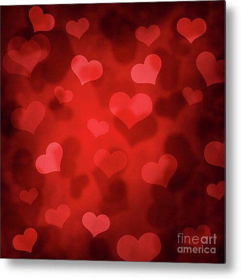Valentine Metal Print featuring the photograph Hearts Bokeh Pattern by Jelena Jovanovic