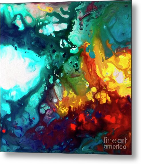 Sally Trace Metal Print featuring the painting Heavenly Fire Canvas Two by Sally Trace