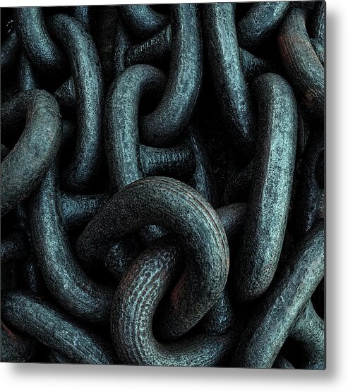 Outdoors Metal Print featuring the photograph Heavy Linked Metal Chains by Doug Armand