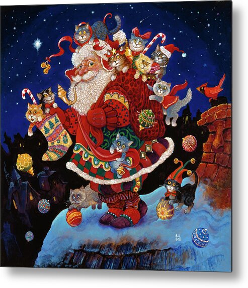 Here Comes Santa Claus Metal Print featuring the painting Here Comes Santa Claus by Bill Bell