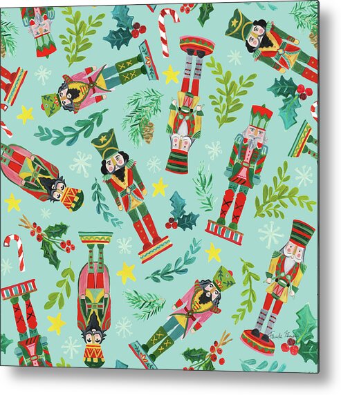 Berries Metal Print featuring the painting Holiday Nutcrackers Pattern IIie by Farida Zaman