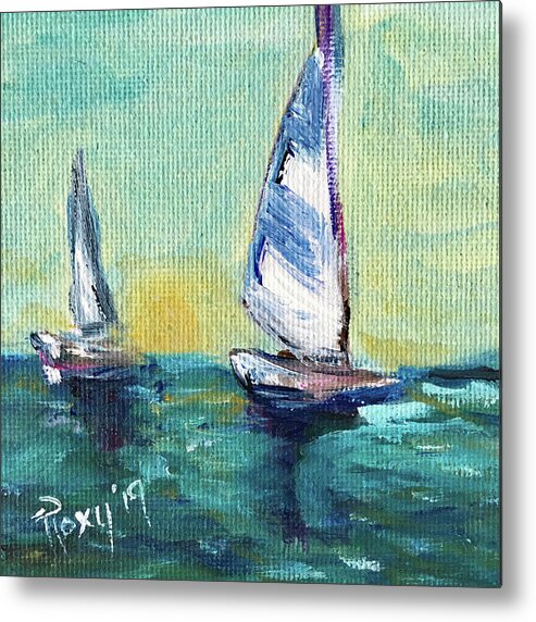 Sailing Metal Print featuring the painting Horizon Sail by Roxy Rich