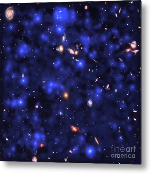 Galaxy Metal Print featuring the photograph Hydrogen Emissions In The Early Universe by Esa/hubble & Nasa, Eso/lutz Wisotzki Et Al./science Photo Library