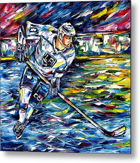 I Love Los Angeles Kings Metal Print featuring the painting Ice Hockey Player by Mirek Kuzniar
