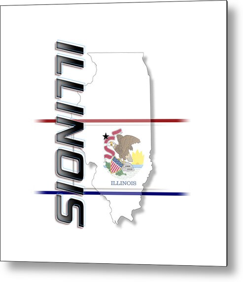 Illinois Metal Print featuring the digital art Illinois State Vertical Print by Rick Bartrand