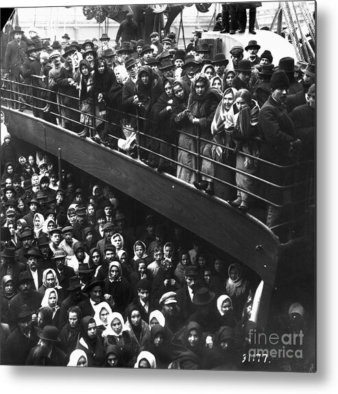 Crowd Of People Metal Print featuring the photograph Immigrants On Deck Of The S. S. Prince by Bettmann