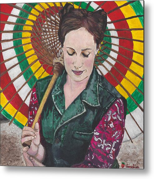 Acrylic Painting Metal Print featuring the painting InevitableBetrayal Cosplay as Kaylee in Firefly by Annalisa Rivera-Franz