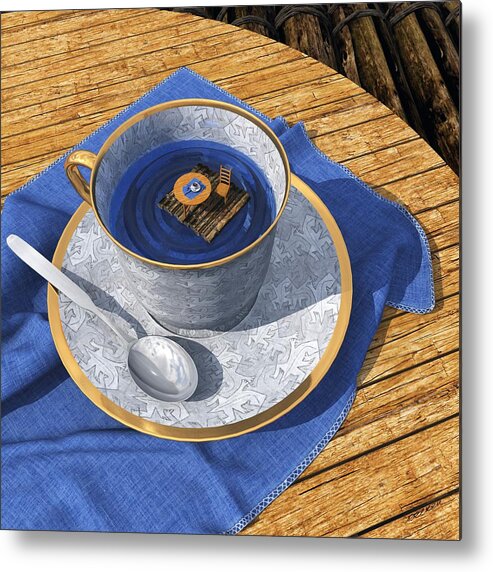 Teacup Metal Print featuring the digital art Infinitea by Cynthia Decker