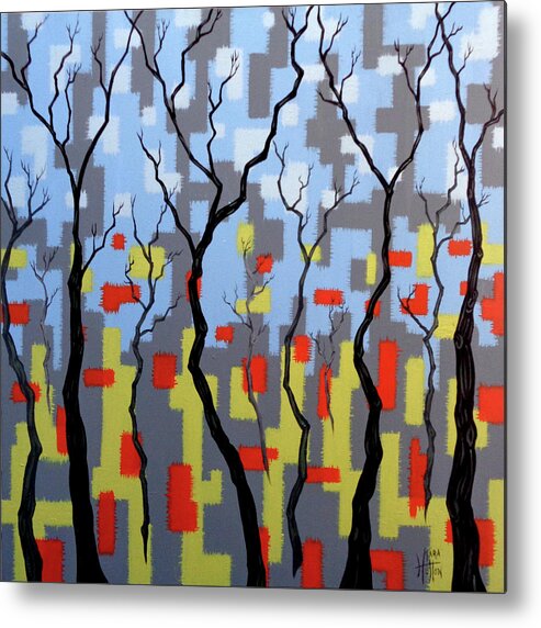 Abstract Metal Print featuring the painting Into the Winter Woods by Tara Hutton