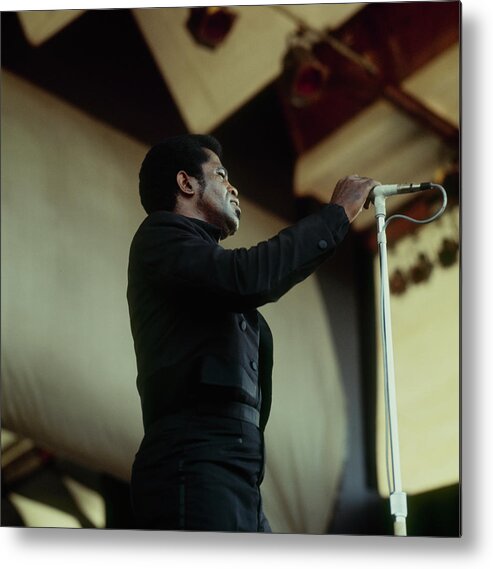 Singer Metal Print featuring the photograph James Brown Performs At Newport by David Redfern