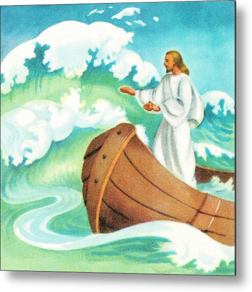Belief Metal Print featuring the drawing Jesus calming the waves by CSA Images