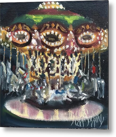 Impressionism Metal Print featuring the painting Jolly Roger Carousel by Maggii Sarfaty