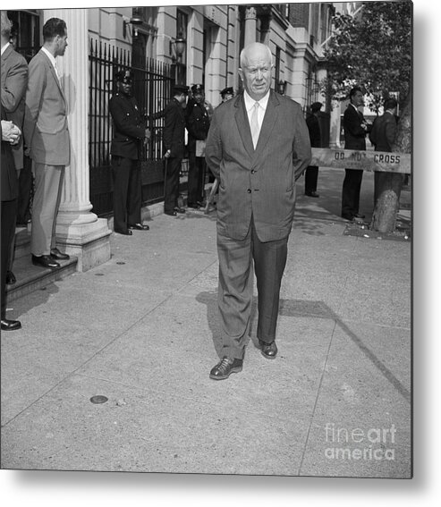People Metal Print featuring the photograph Khrushchev Taking A Walk by Bettmann