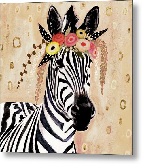 Animals Metal Print featuring the painting Klimt Zebra I by Victoria Borges