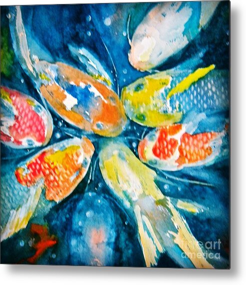 Koi Metal Print featuring the painting KOI by Midge Pippel