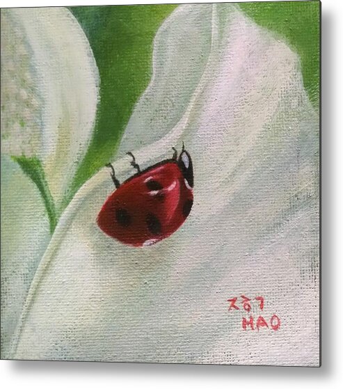 Lady Bug Metal Print featuring the painting Ladybug by Helian Cornwell
