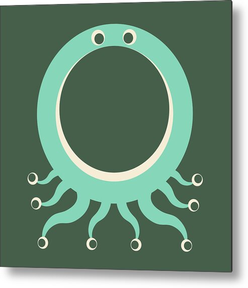 Animal Alphabet Metal Print featuring the digital art Letter O - Animal Alphabet - Octopus Monogram by Jen Montgomery
