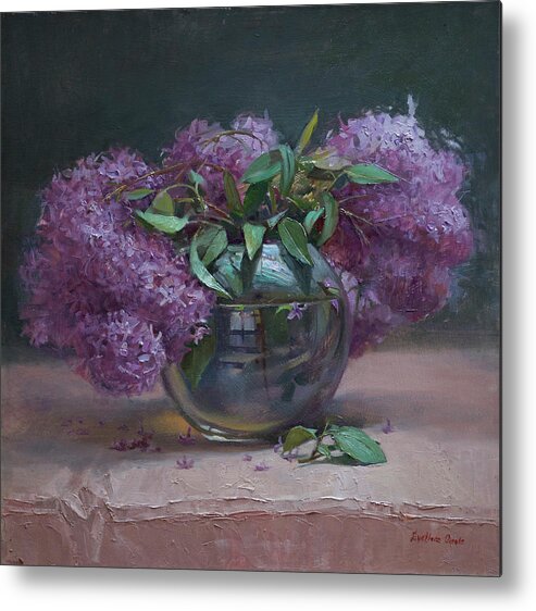 Lilac Metal Print featuring the painting Lilac by Svetlana Orinko