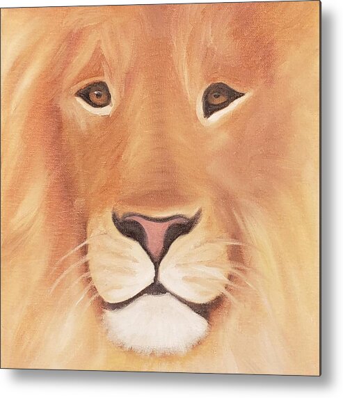Lion Metal Print featuring the painting Lion by Amy Kuenzie