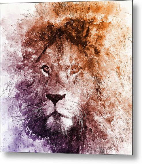 Lion King Metal Print featuring the painting Lion King - 02 by AM FineArtPrints