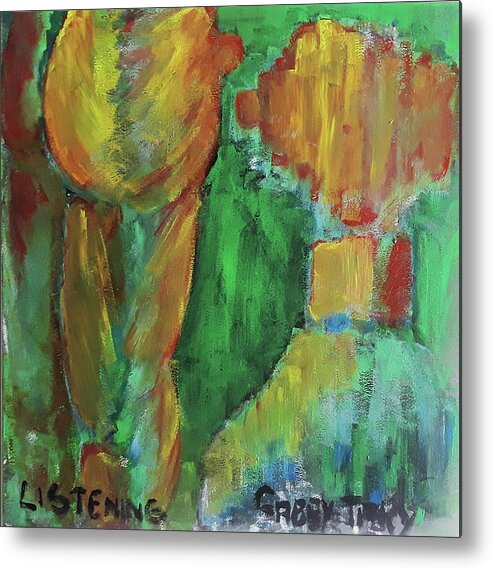 Abstract Metal Print featuring the painting Listening by Gabby Tary