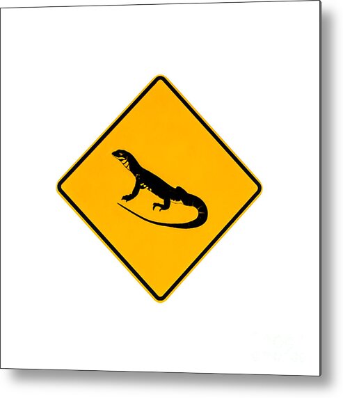Lizard Metal Print featuring the photograph Lizards Warning Sign by Benny Marty