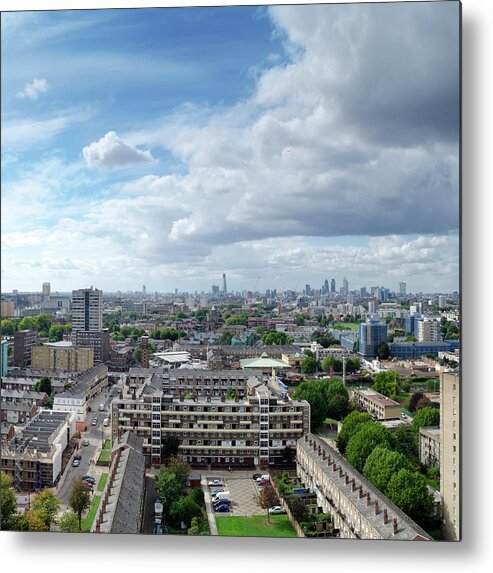 Financial Building Metal Print featuring the photograph London Skyline, Looking From Estate by Dynasoar