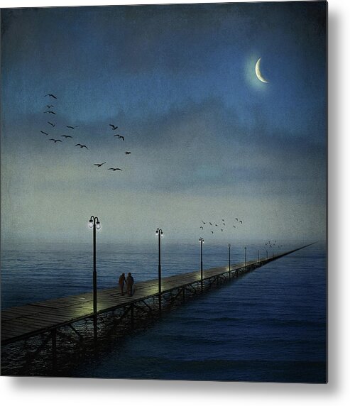 Heterosexual Couple Metal Print featuring the photograph Long Pier by Robert Dalton