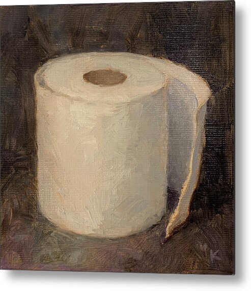 Toilet Paper Metal Print featuring the painting Loo Roll, Purple Black Backdrop by Kato D
