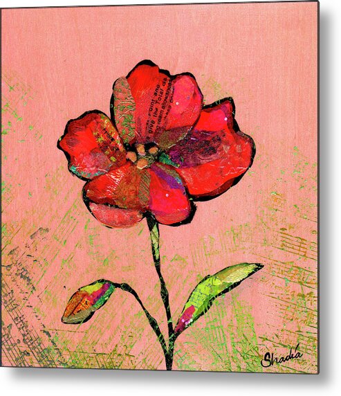 Red Metal Print featuring the painting Lyrical Poppy II by Shadia Derbyshire