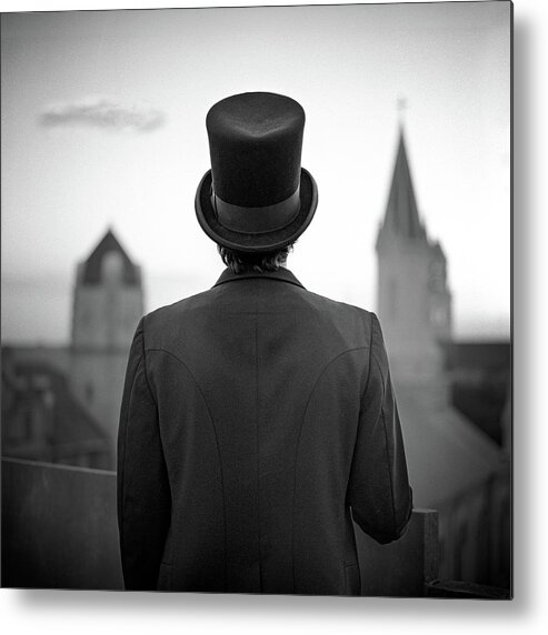 People Metal Print featuring the photograph Man Standing Front Of Cathedral by Eddie O'bryan