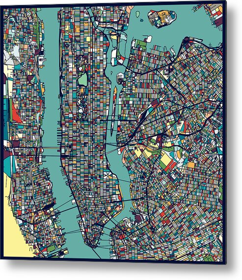 Material Metal Print featuring the digital art Manhattan Area Art Map by Shuoshu